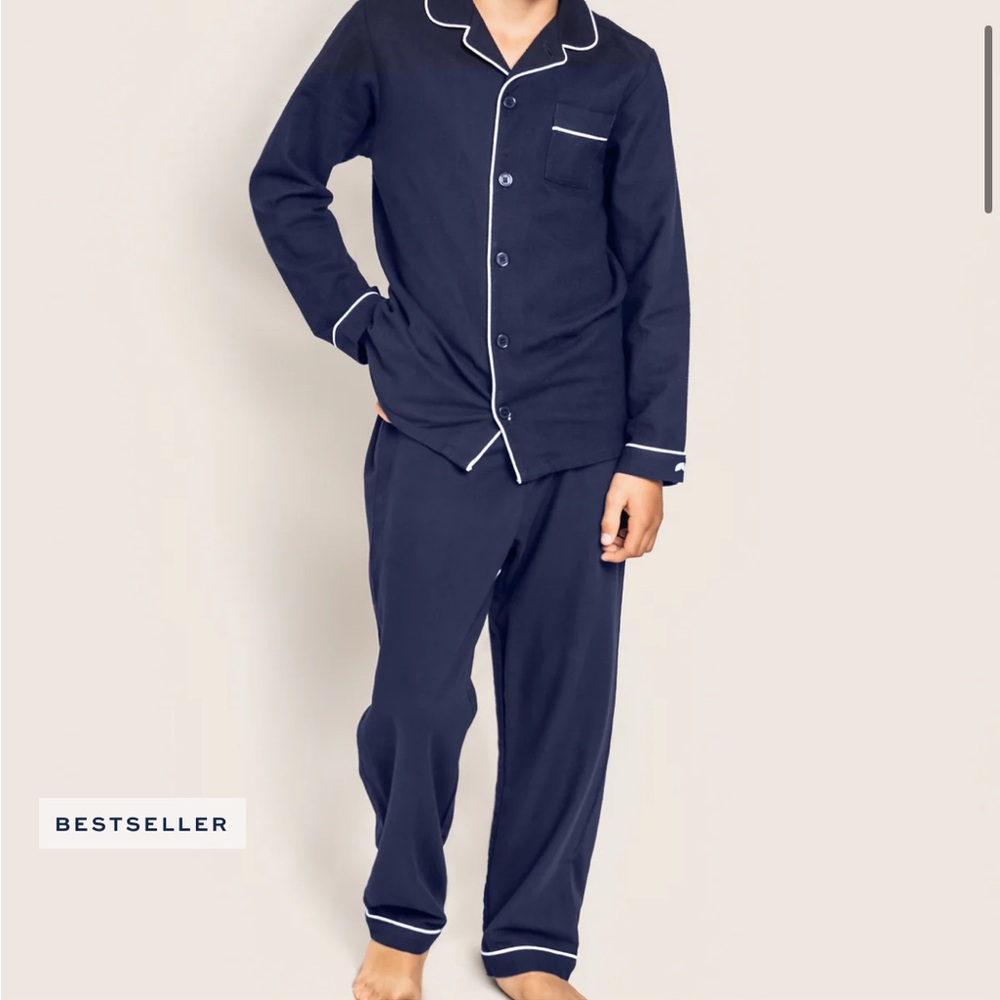 Petite Plume Navy Flannel Pajama Set Size 14
